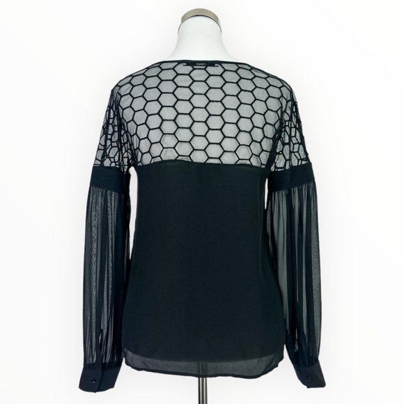 SOLD! Uterque Long Sleeve Silk Chiffon Blouse - Picture 2 of 10